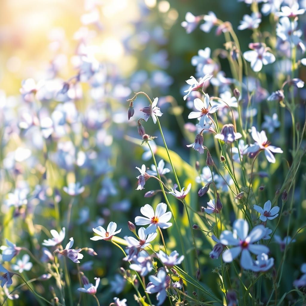Whimsical Watercolor Garden Blooms in Serene Abundance