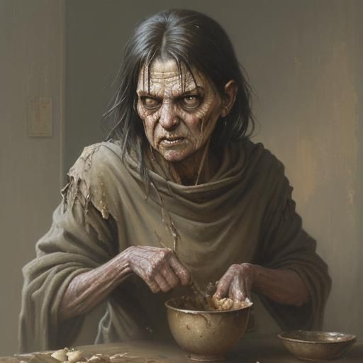 Haunting Gruel Ghoul in Oil Painting Style