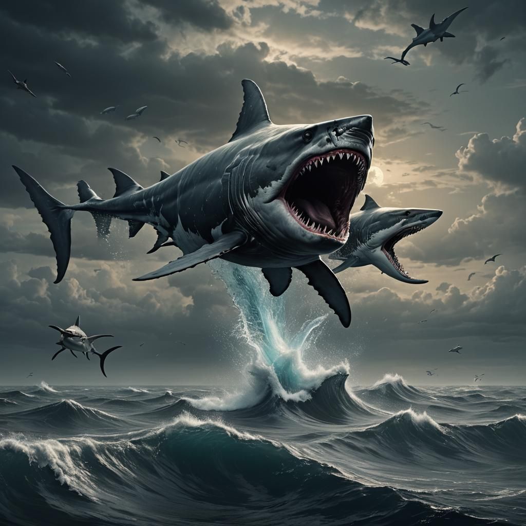 Megalodon About to Devour Angular Fish