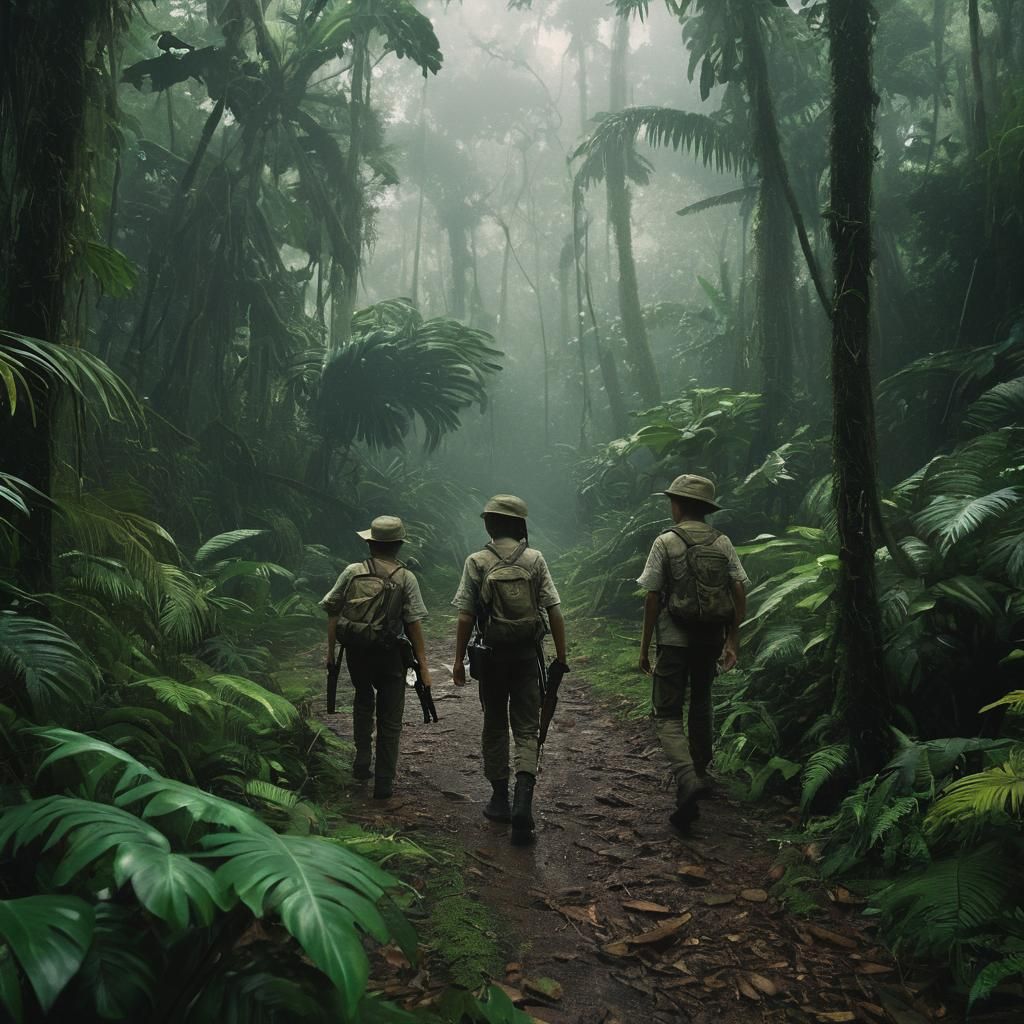 Eerie Jungle Trail with Child Soldiers