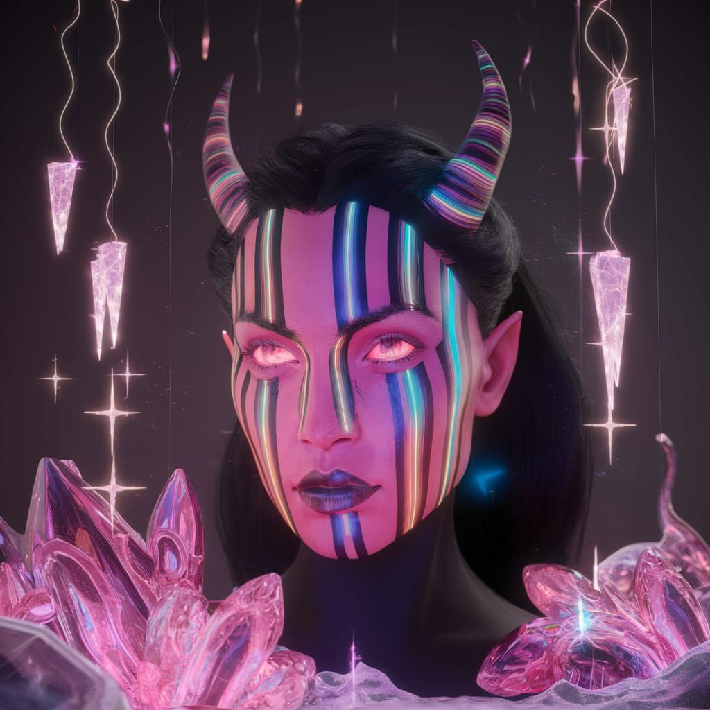 Futuristic Devil with Neon Glow: A 3D Render