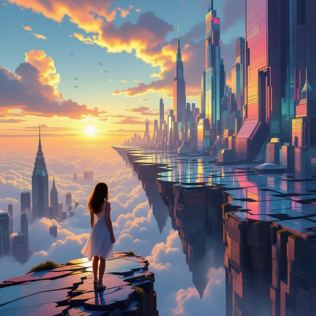 Surreal Cityscape with Distorted Perspective, Digital Art