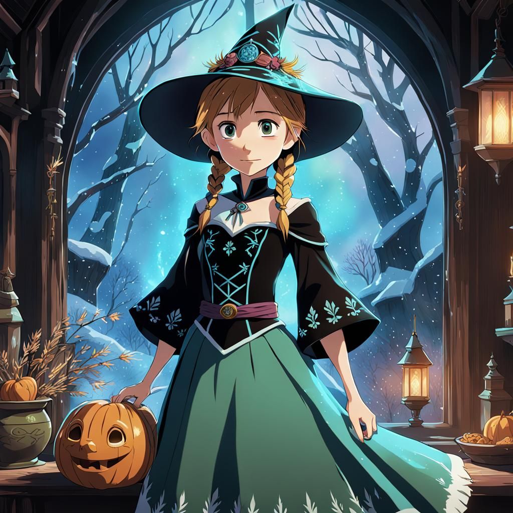 Anime Witch in Studio Ghibli Style