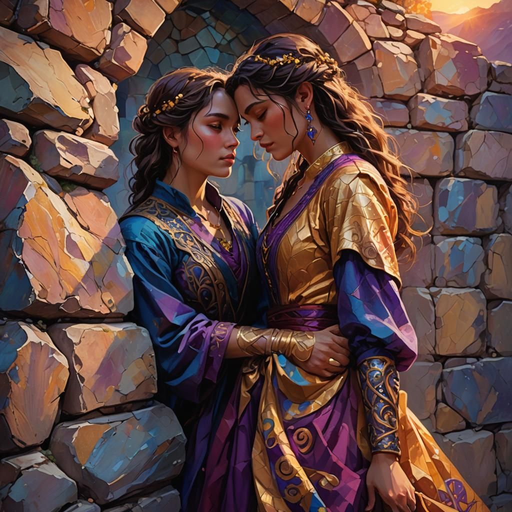 Lone Lover in a Fantasy Landscape: Cinematic Oil Painting