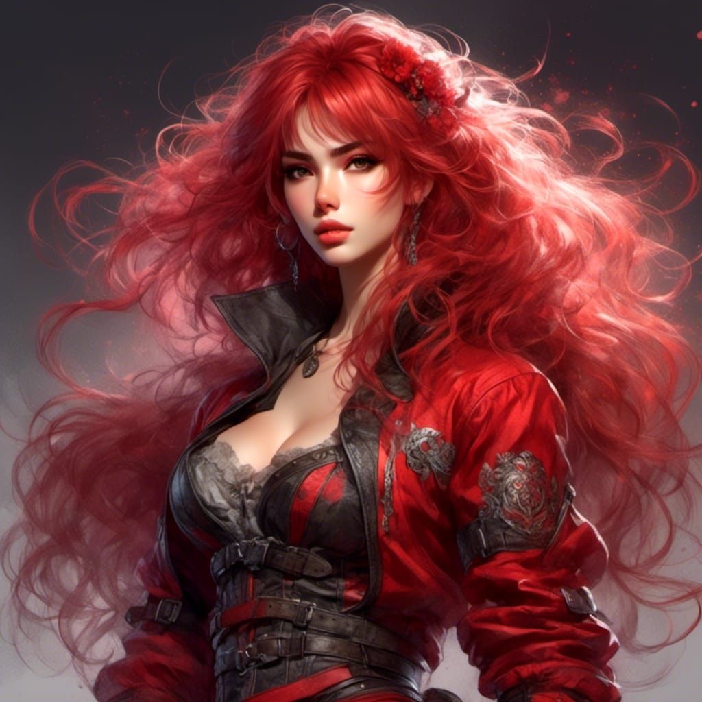 Anime Fighter Girl Color Sketch Portrait