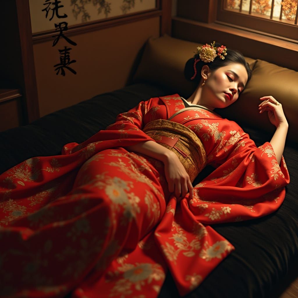 une geisha dort.