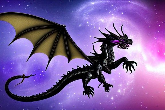 Purple and Black Dragon in Outer Space