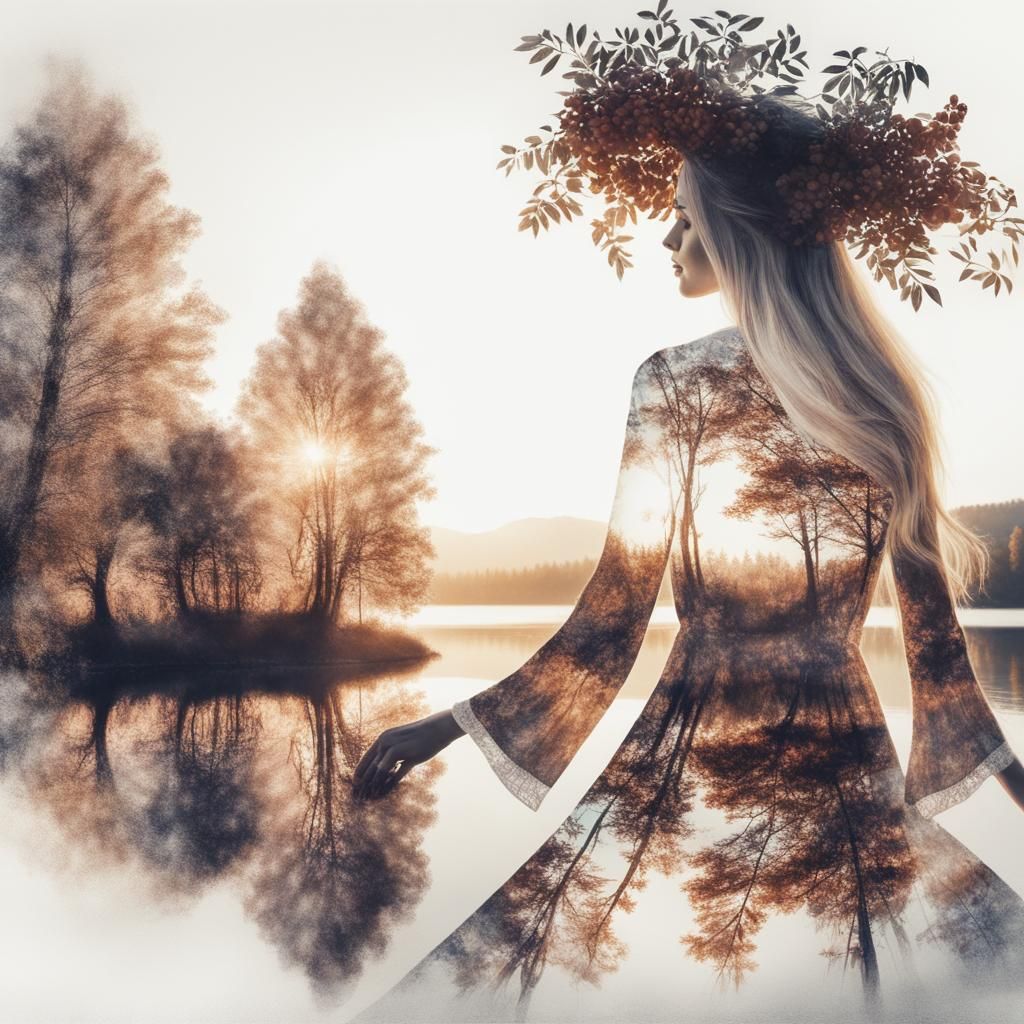 Boho Girl with Rowan Tree Panorama