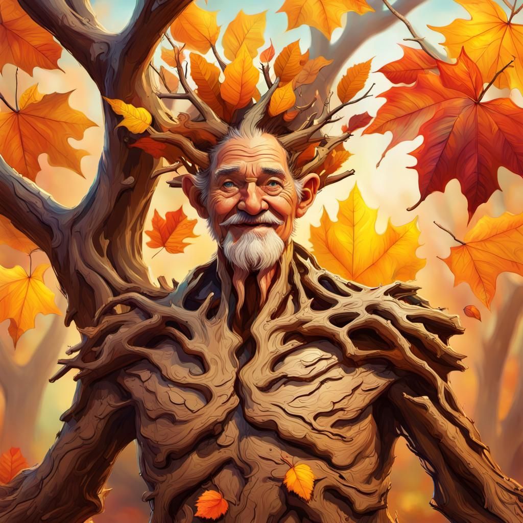 Smiling Grandfather Treant in Autumnal Splendor
