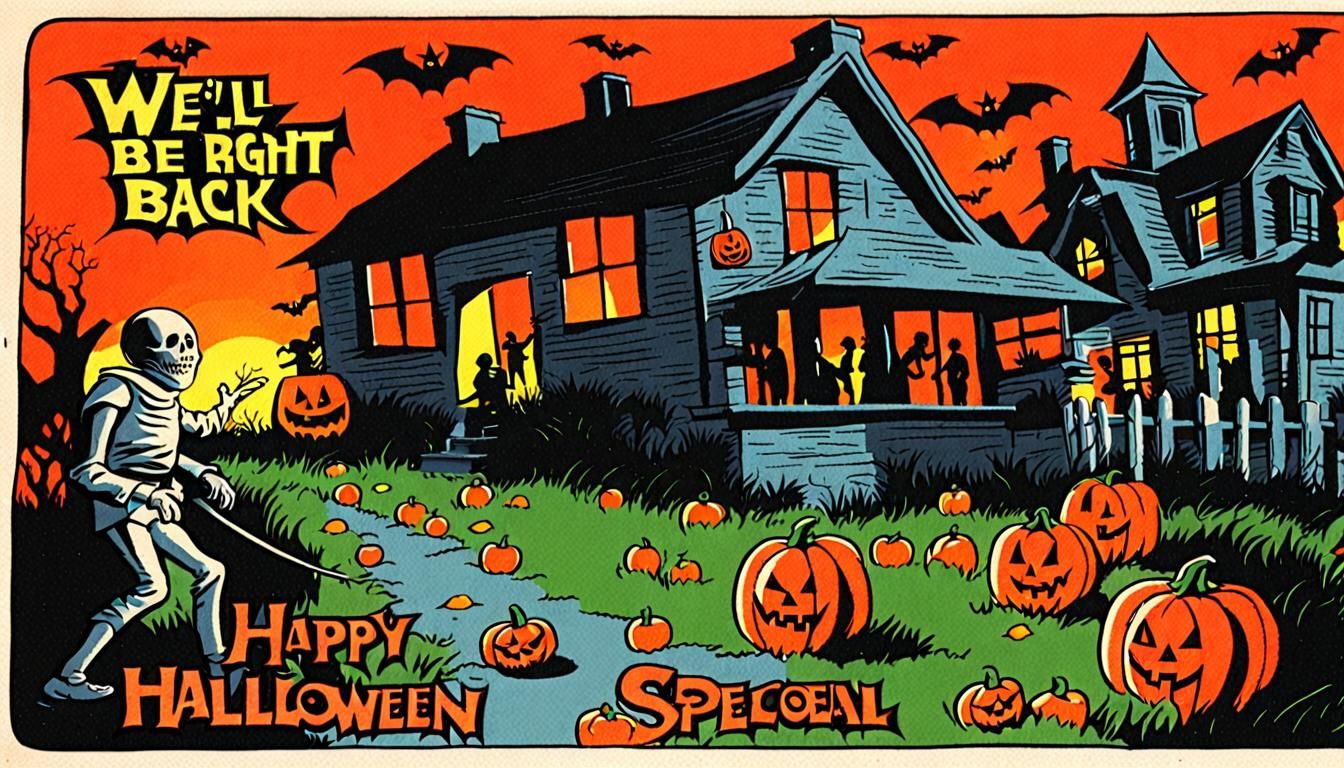 Vintage Halloween TV Special Intermission Card