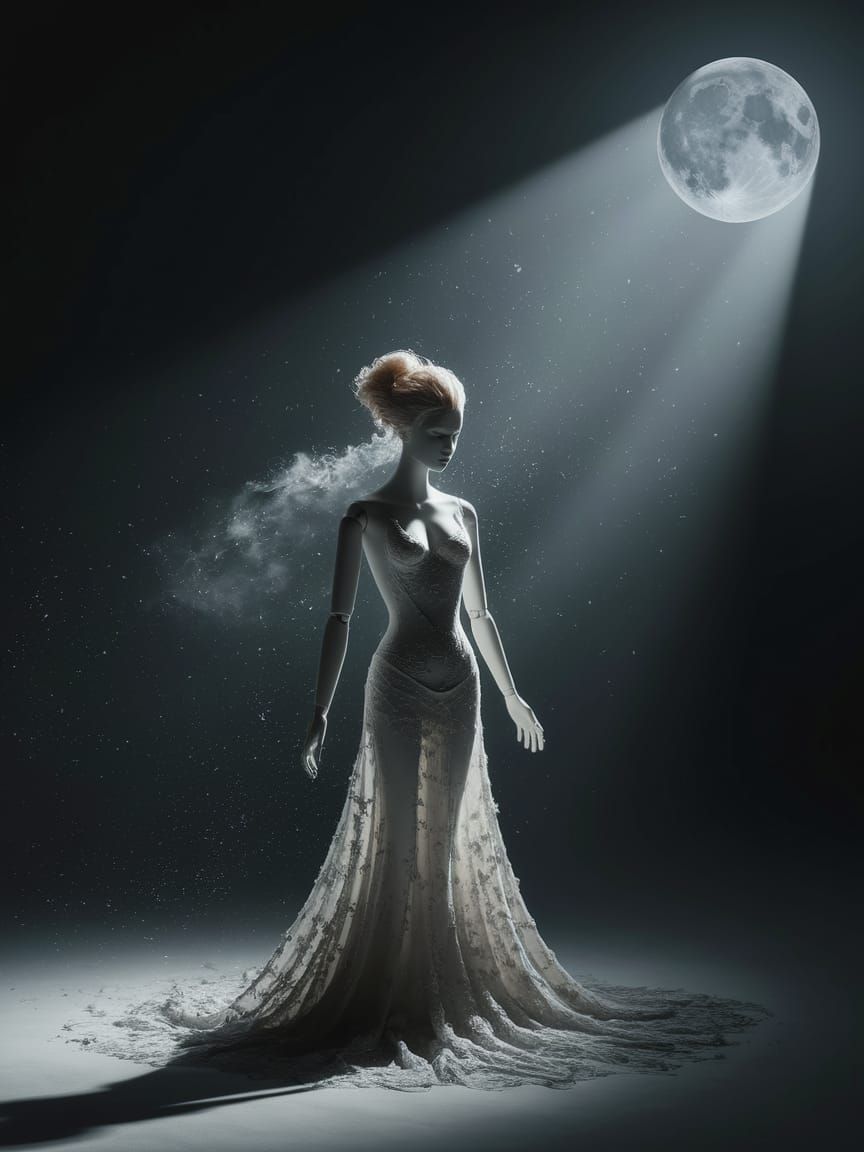 Haunting Mannequin in Moonlight: Ethereal Fantasy Concept Ar...