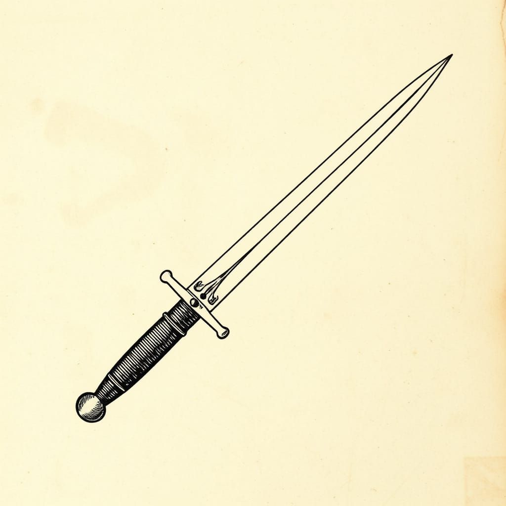 Ancient Sword Crosses Quill in Heraldic Etching