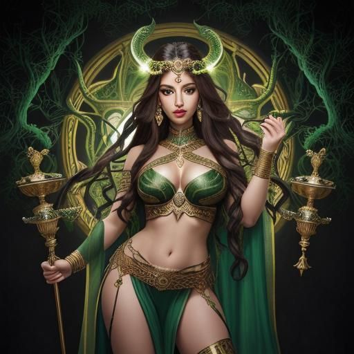 Beautiful Priestess with Snake Hair, Studio Portrait