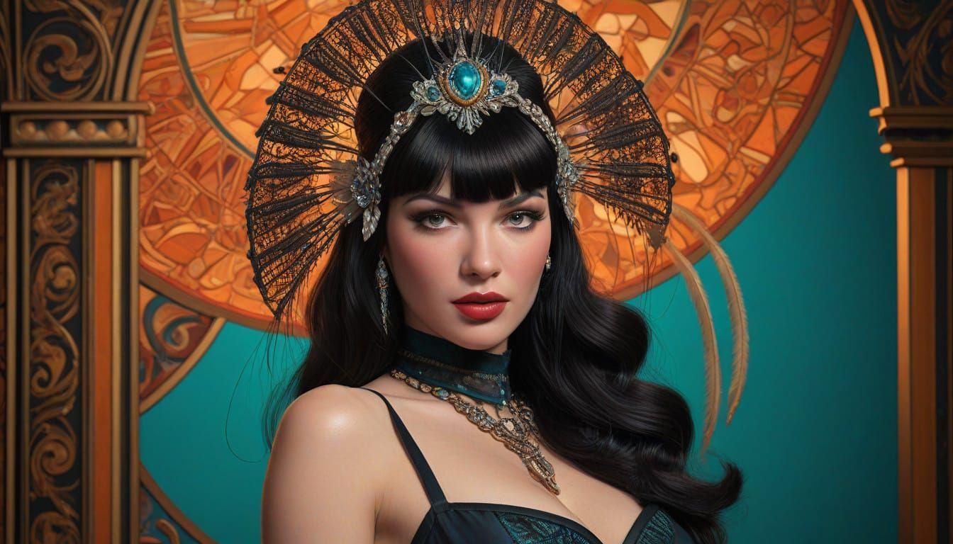 Retrofuturistic Bettie Page: A Seductive Vision in Metallic ...