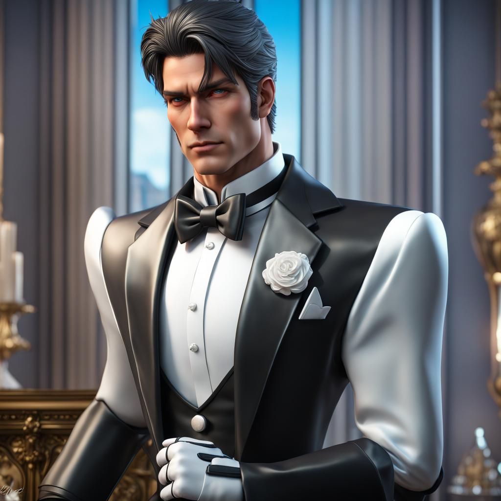Robotech Butler in Hyperrealistic Digital Art