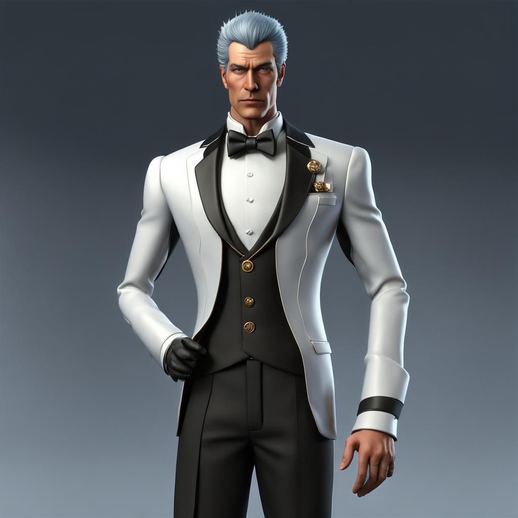 Handsome Robotech Butler in Hyperrealistic Digital Art