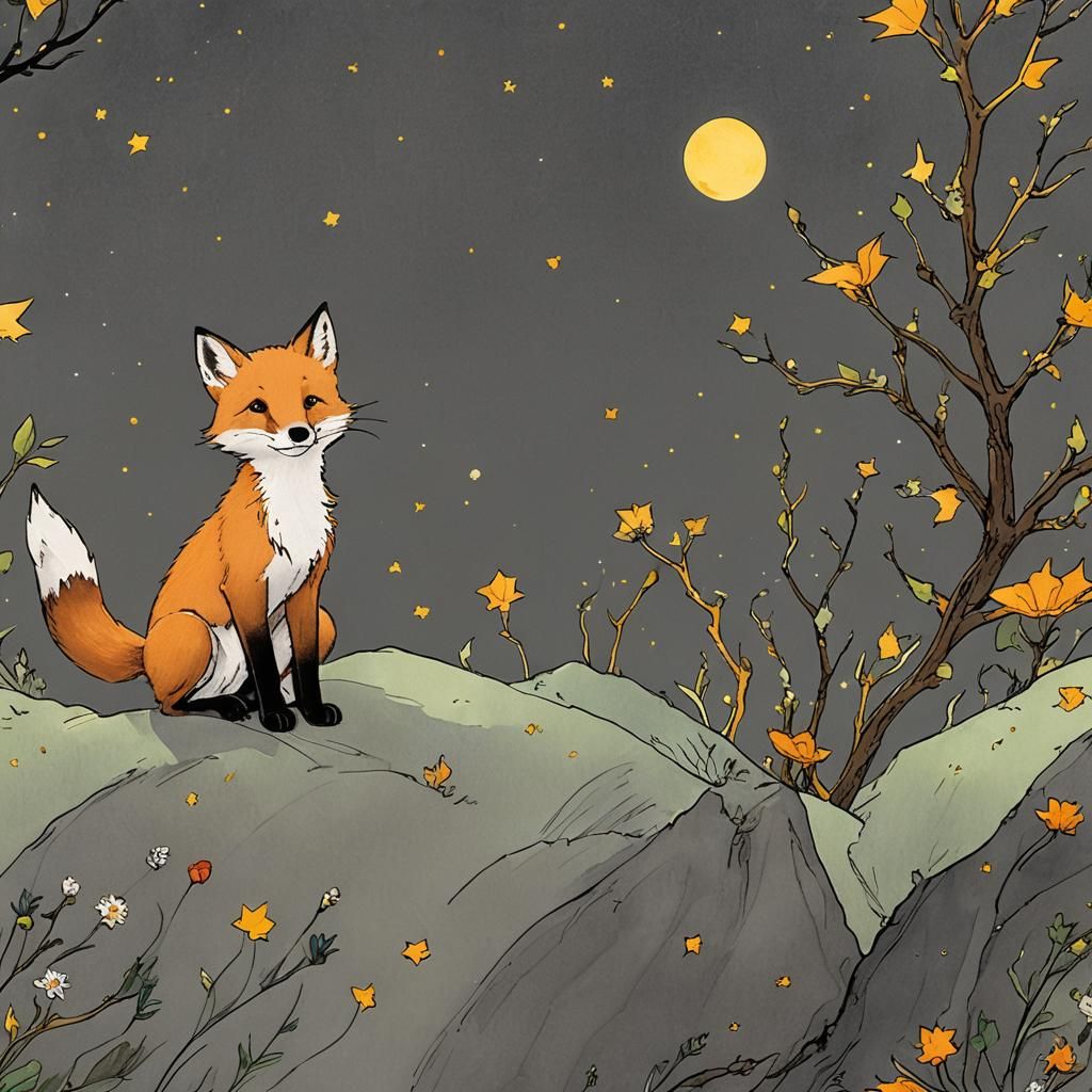 The Little Prince and the Fox: Intricate Illustration