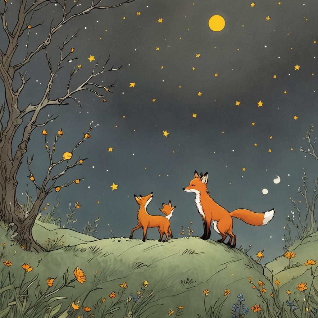 The Little Prince and the Fox Illustration