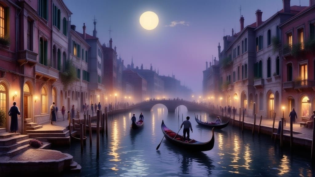 Venice at Night: Moonlit Grand Canal in Cinematic Style