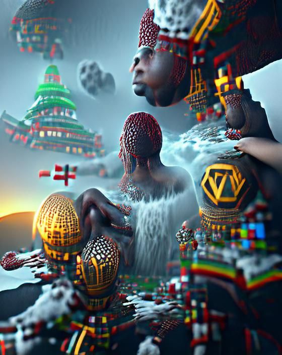 African Mystics Perform Peace Ritual in Hyperrealistic Style