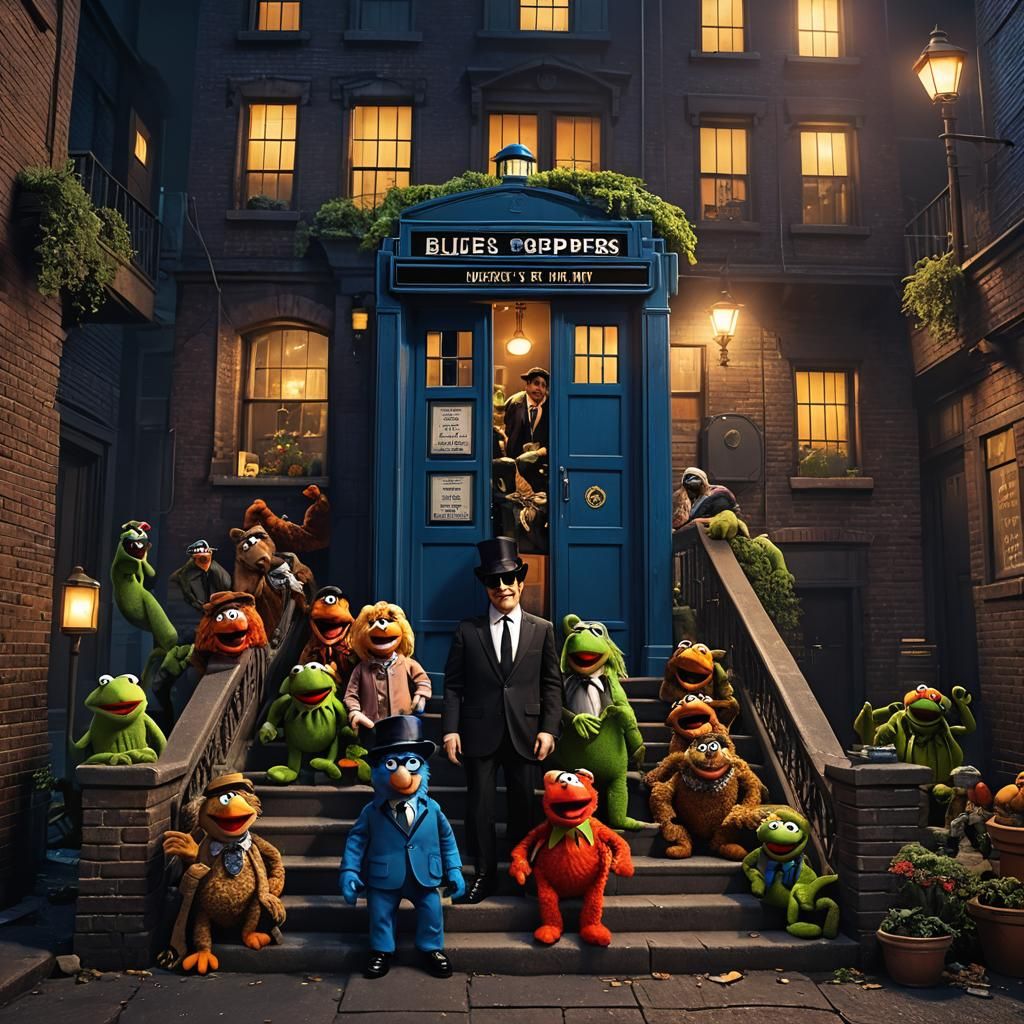 The Blues Brothers and The Muppets With Tardis
