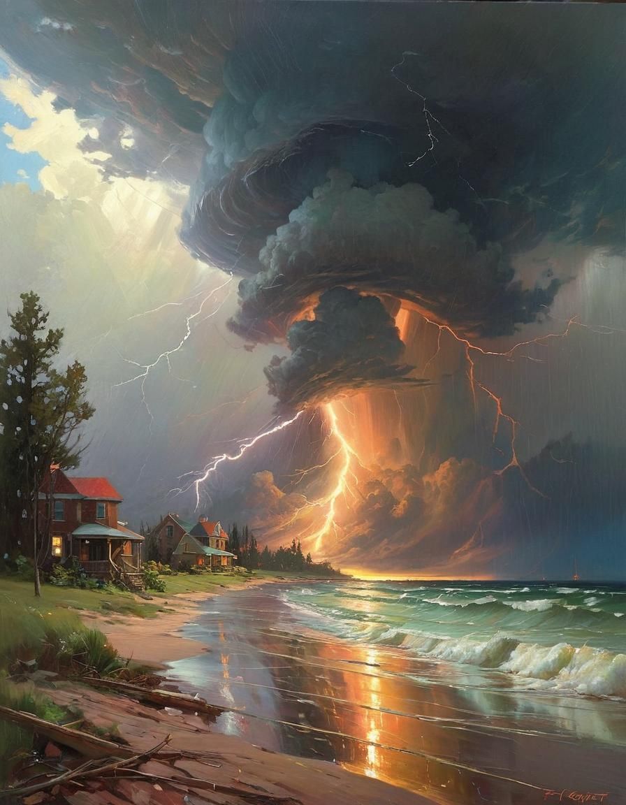 Dramatic Seascape Painting of Nature's Fury