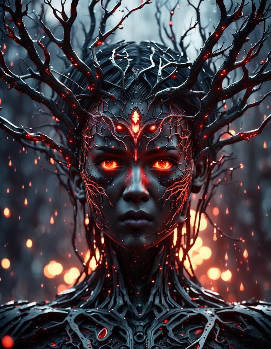 Creepy Sparks Goddess with Lightning Eyes