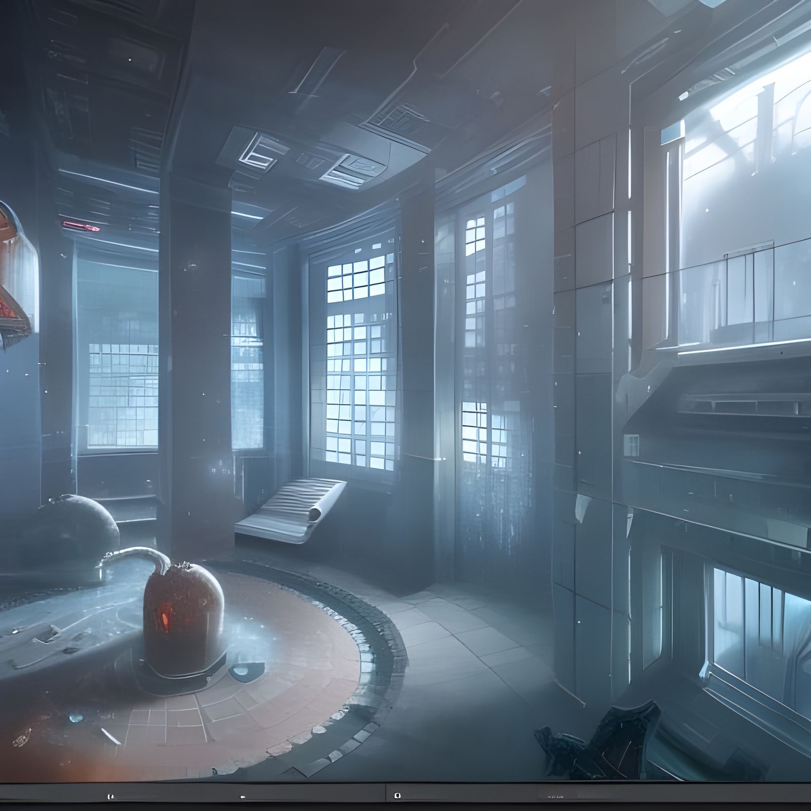 Futuristic Sci-Fi Office Building in Detailed Matte Painting