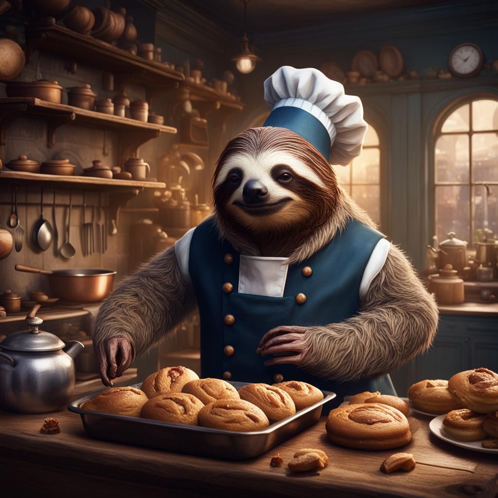 Victorian Sloth Chef Baking Pan Dulce