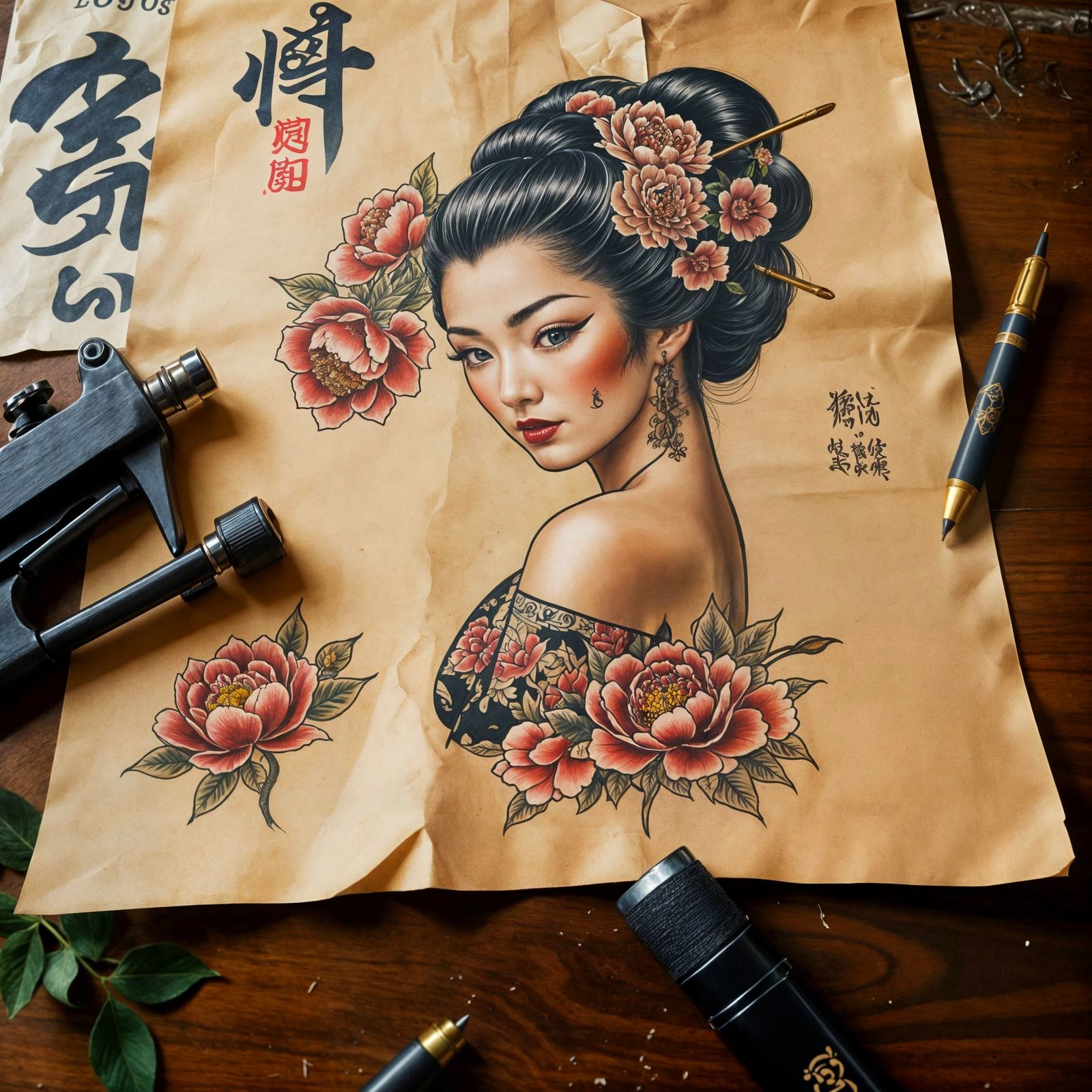 A vintage tattoo flash sheet