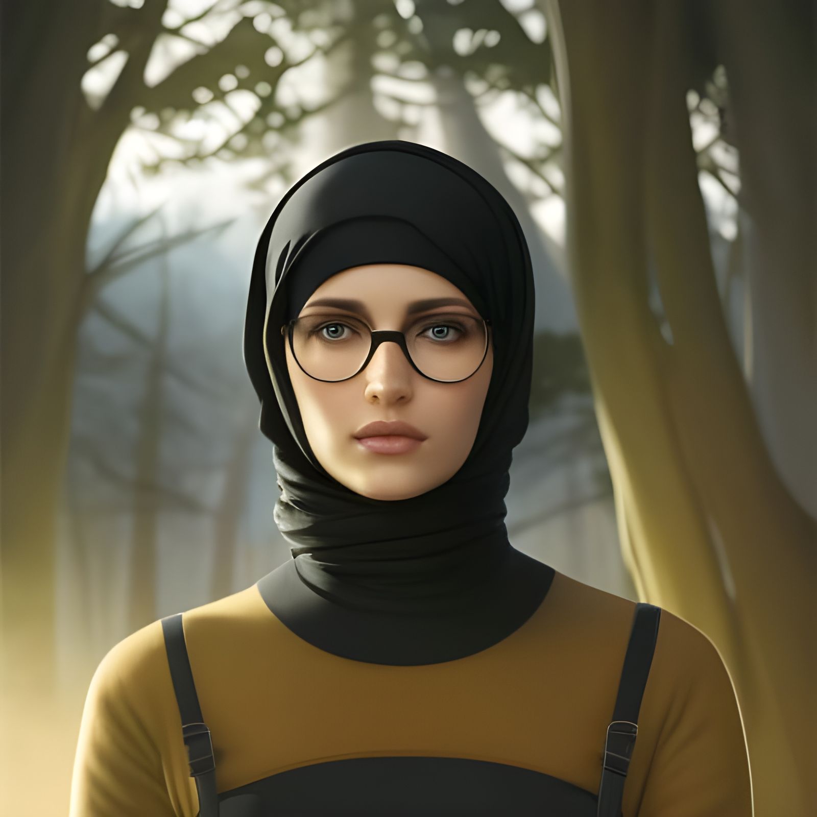 German Student in Hijab: Hyperdetailed Portrait
