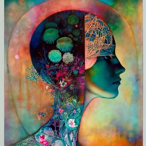 Ballerina Double Exposure: Watercolor Floral Collage