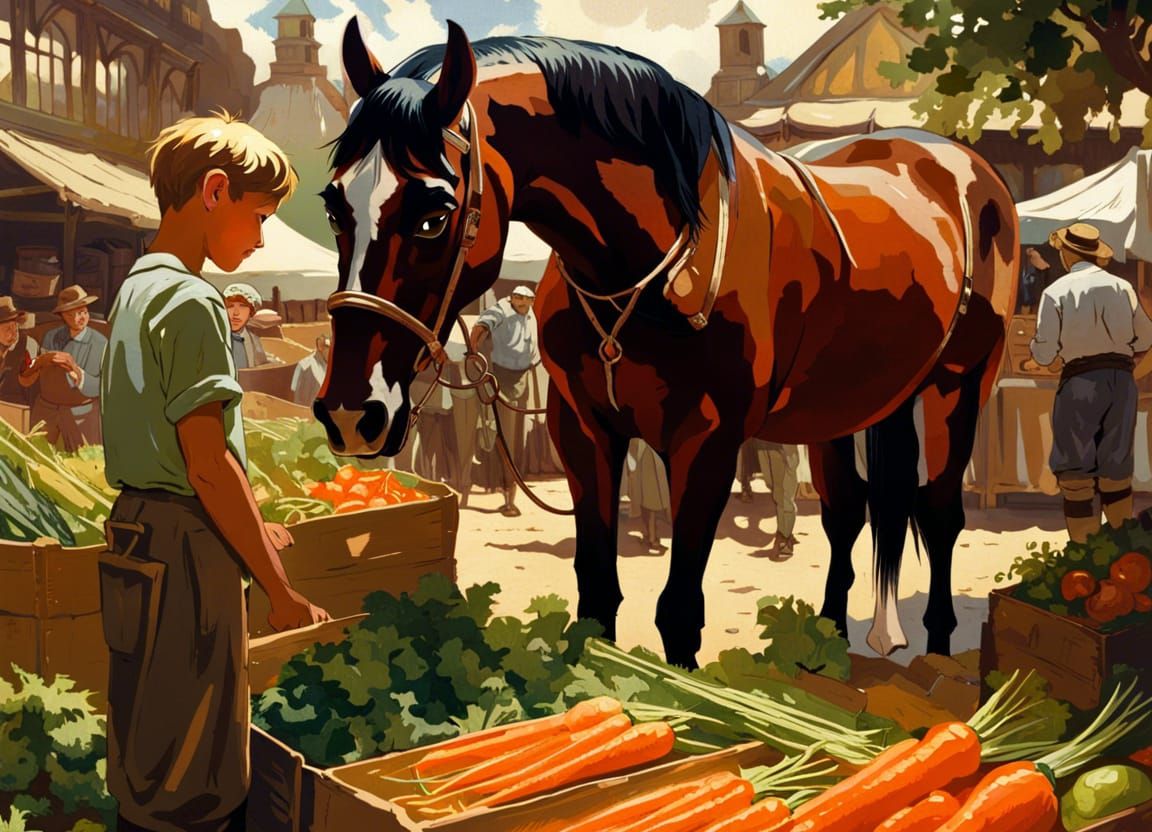 Horse at Market: Concept Art in Deep Color