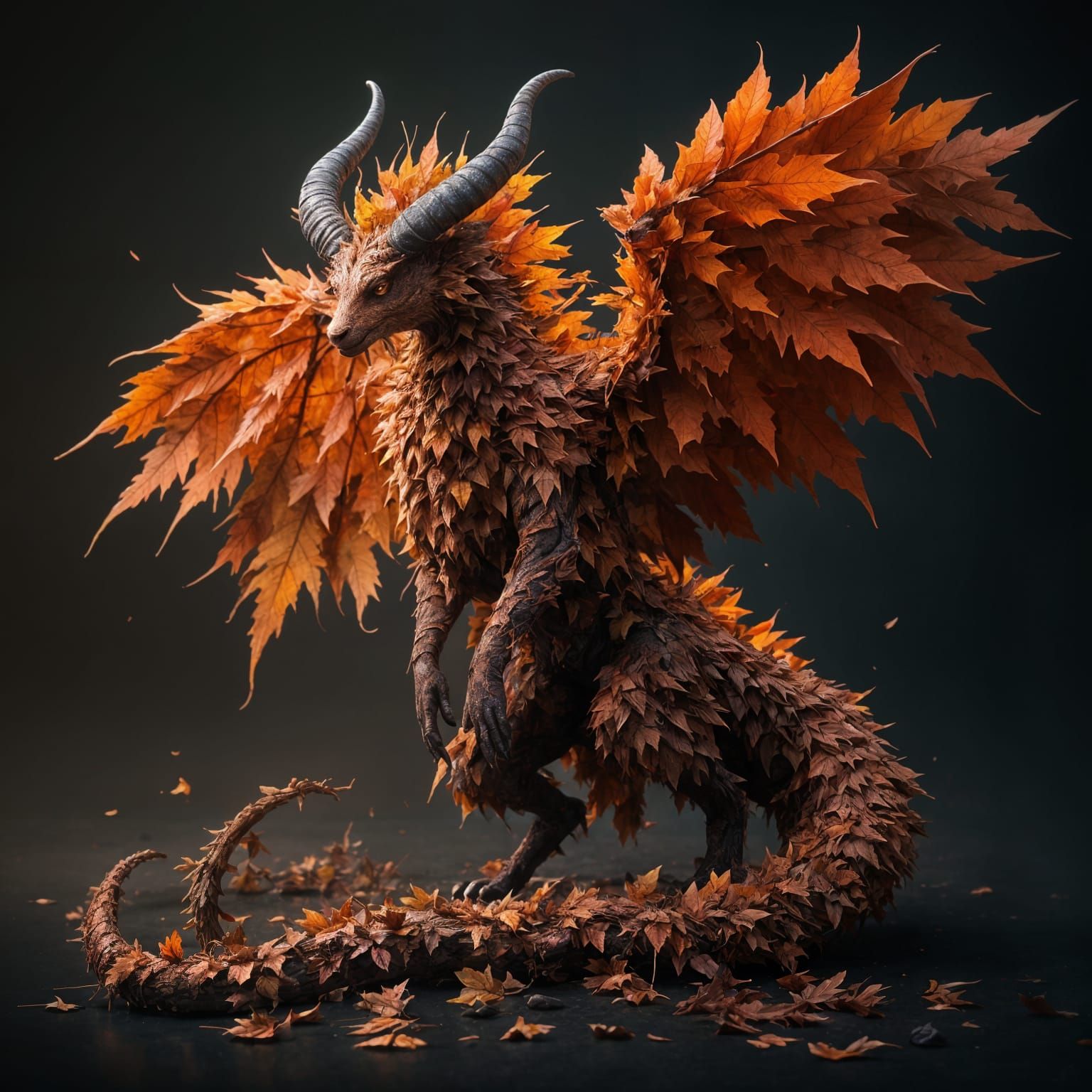 Mythical Autumn Creature Detailed Fantasy Art