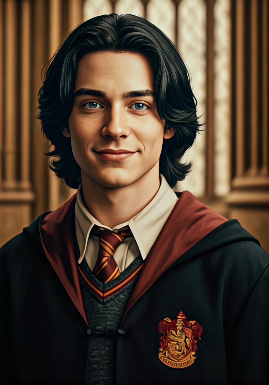 Handsome Teenager in Hogwarts Hallway, Film Still