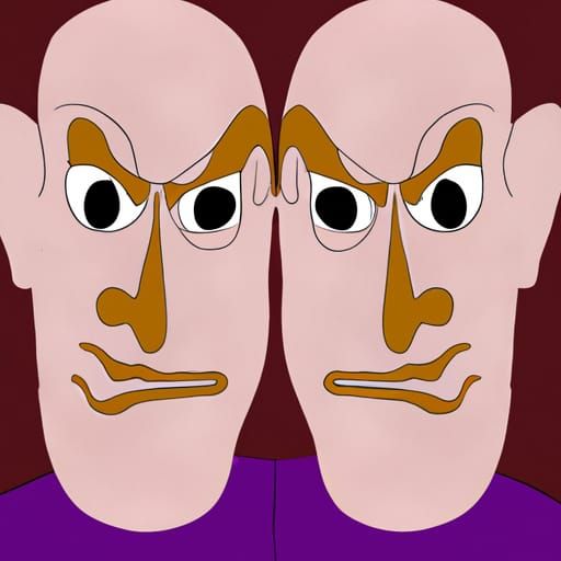 Devil Puppet in Picasso Style with Mirrored Background