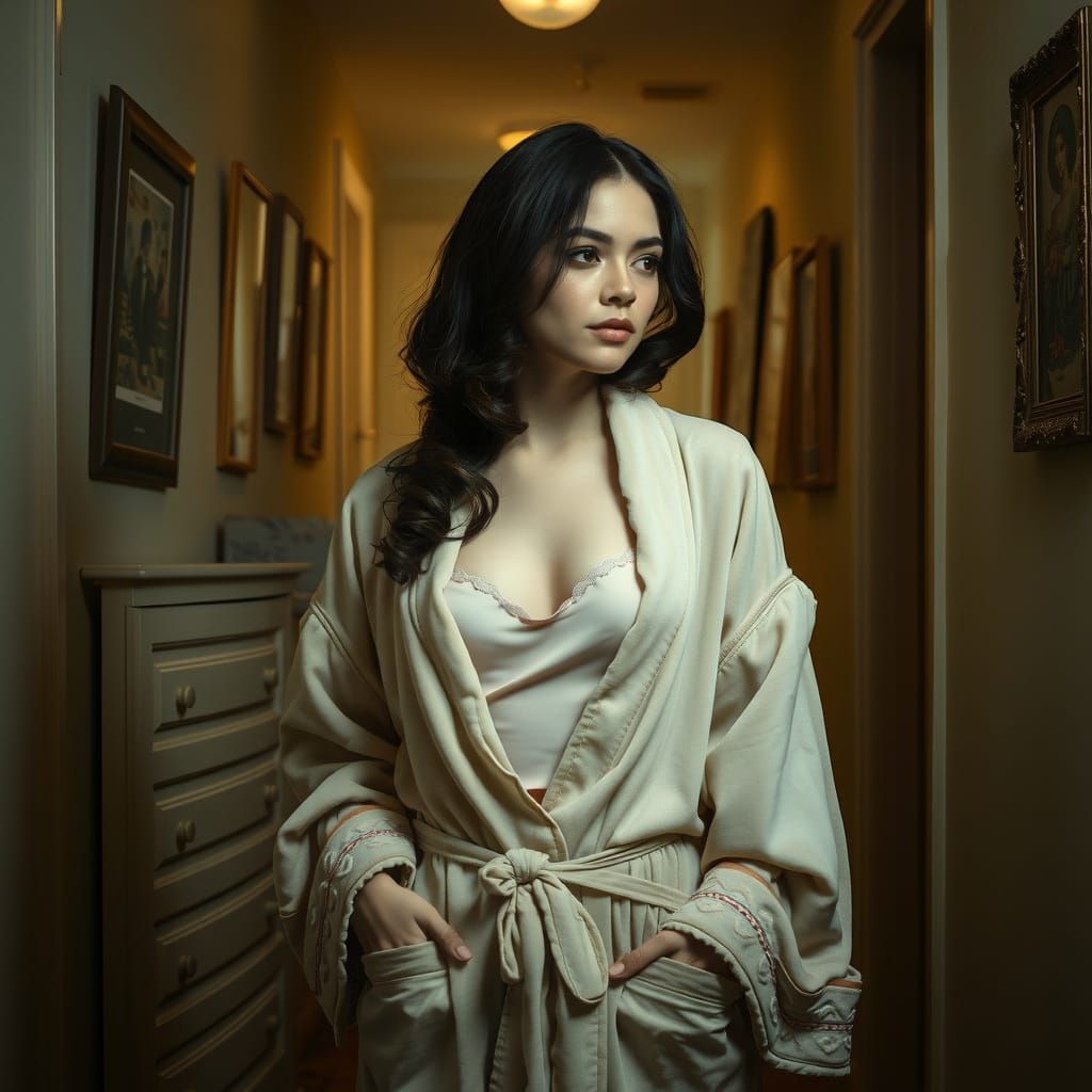 Woman in Robe: Dutch Master Inspired AI Art