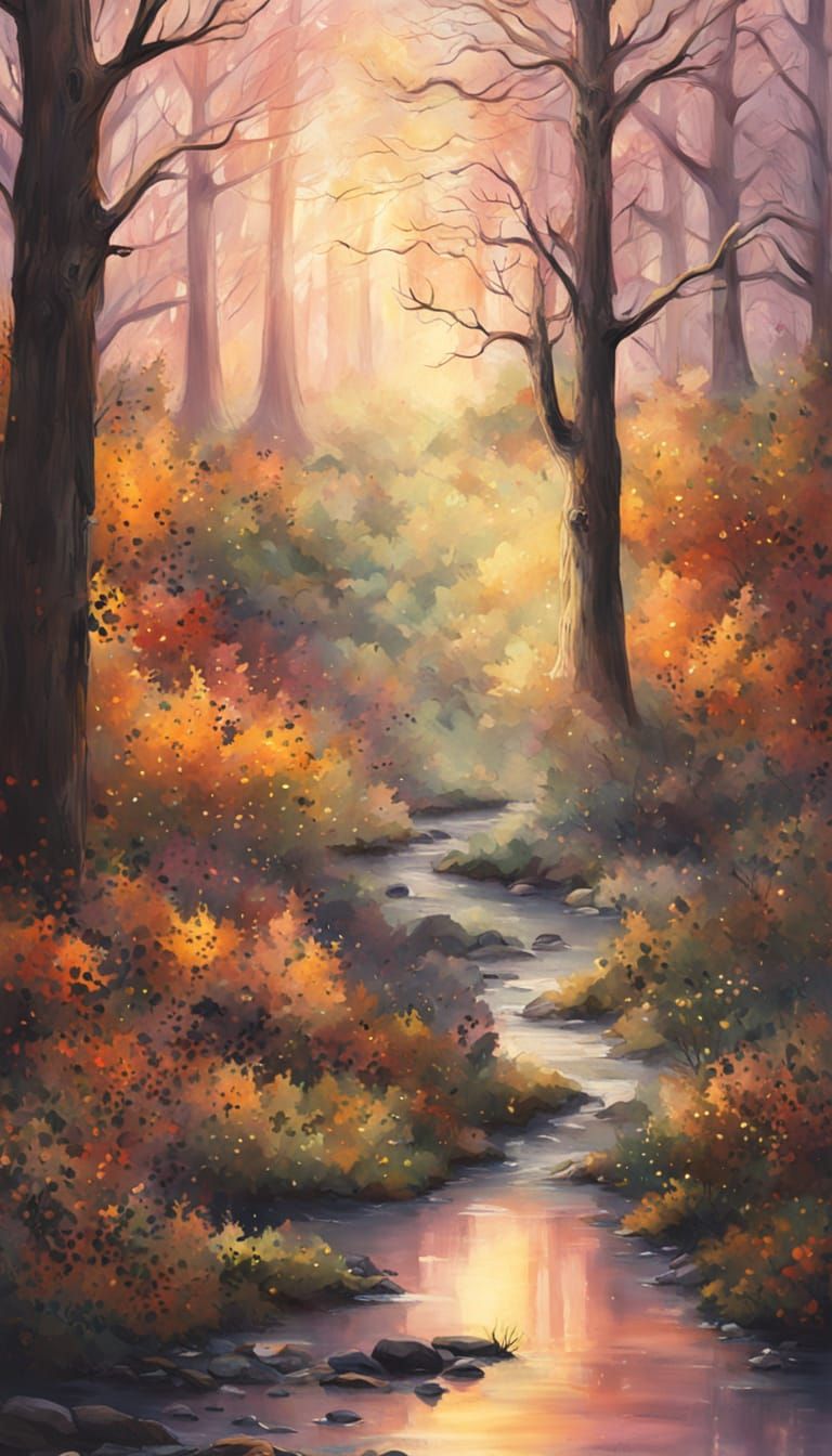 Whimsical Wheel of Fortune in Serene Forest Glade