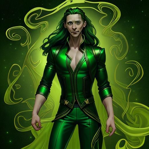 Loki with Green Swirls: A Digital Rendering