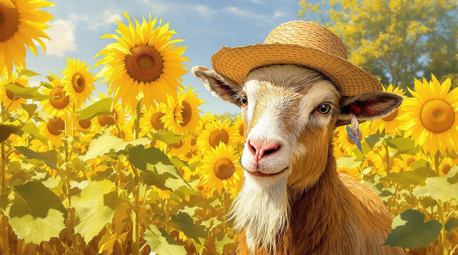 Vincent Van Goat: A Whimsical Sunflower Portrait