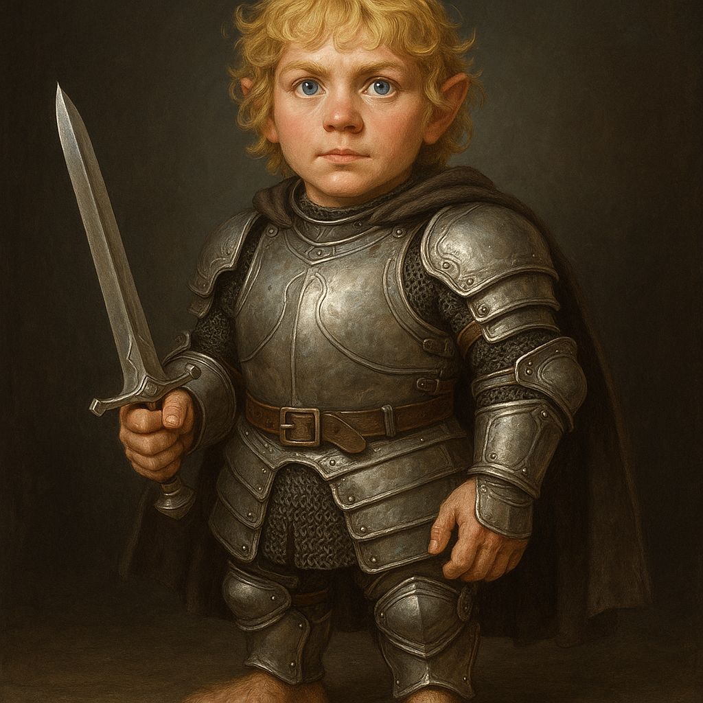 Hobbit Warrior in Plate Mail Armor with Sword