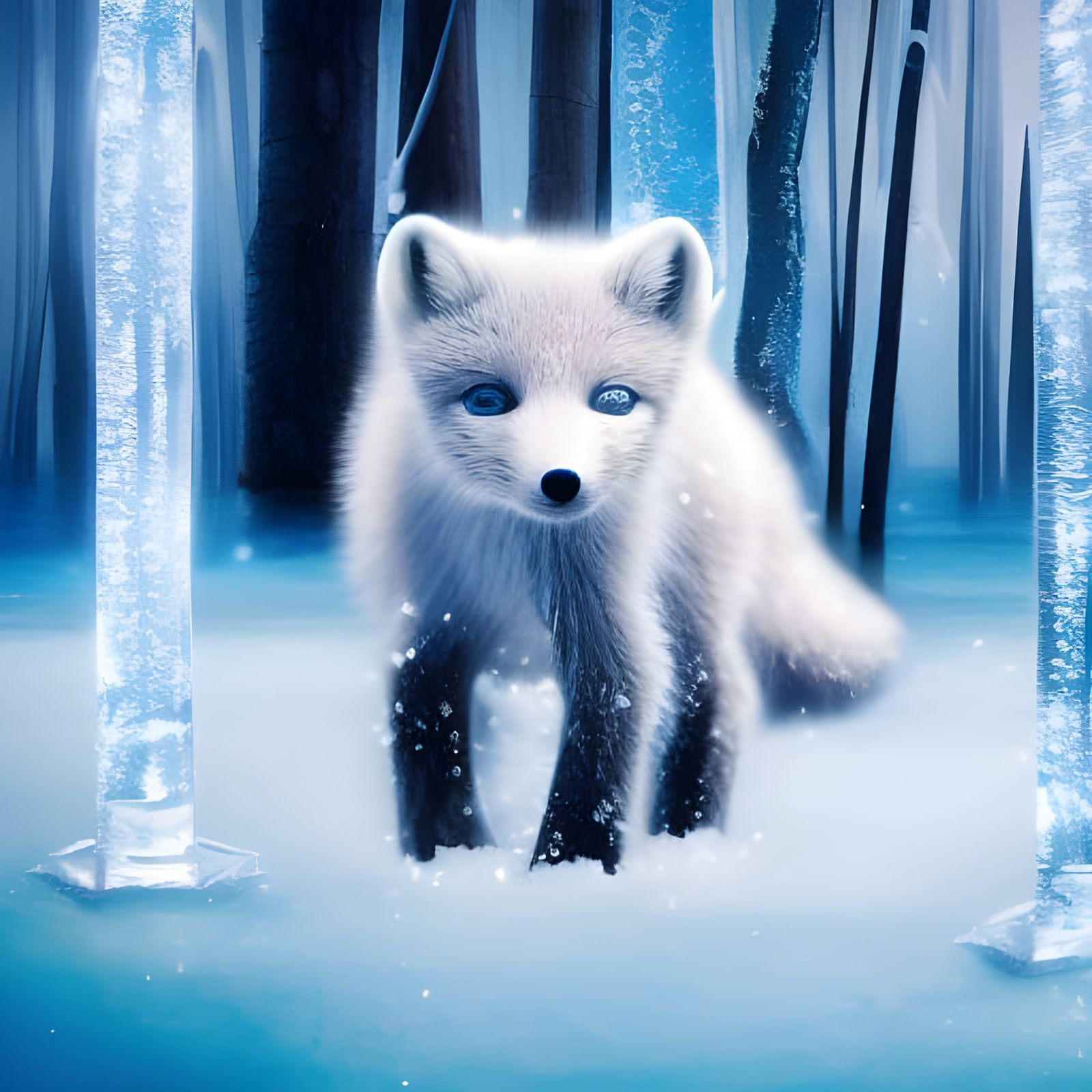 Adorable Arctic Fox in Snowy Forest