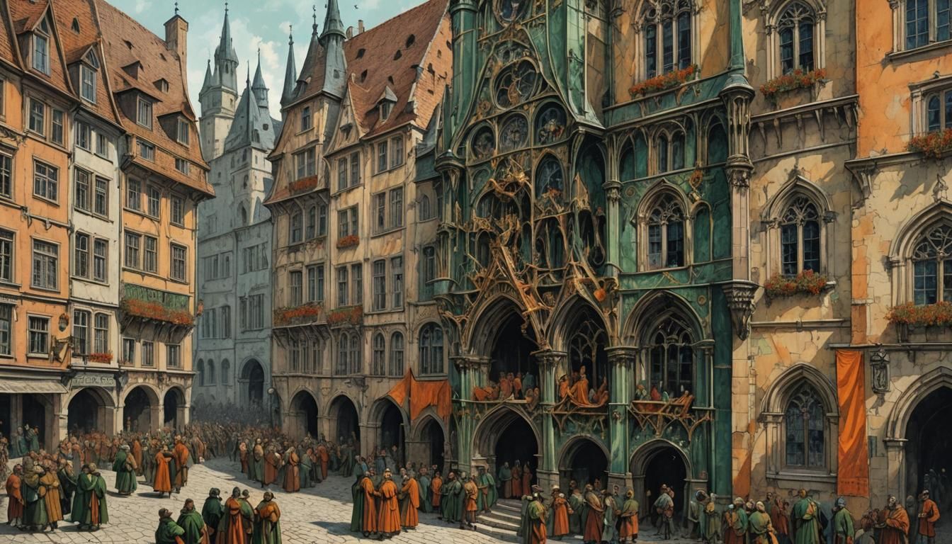 Medieval Marketplace on Stilts in Horror Style