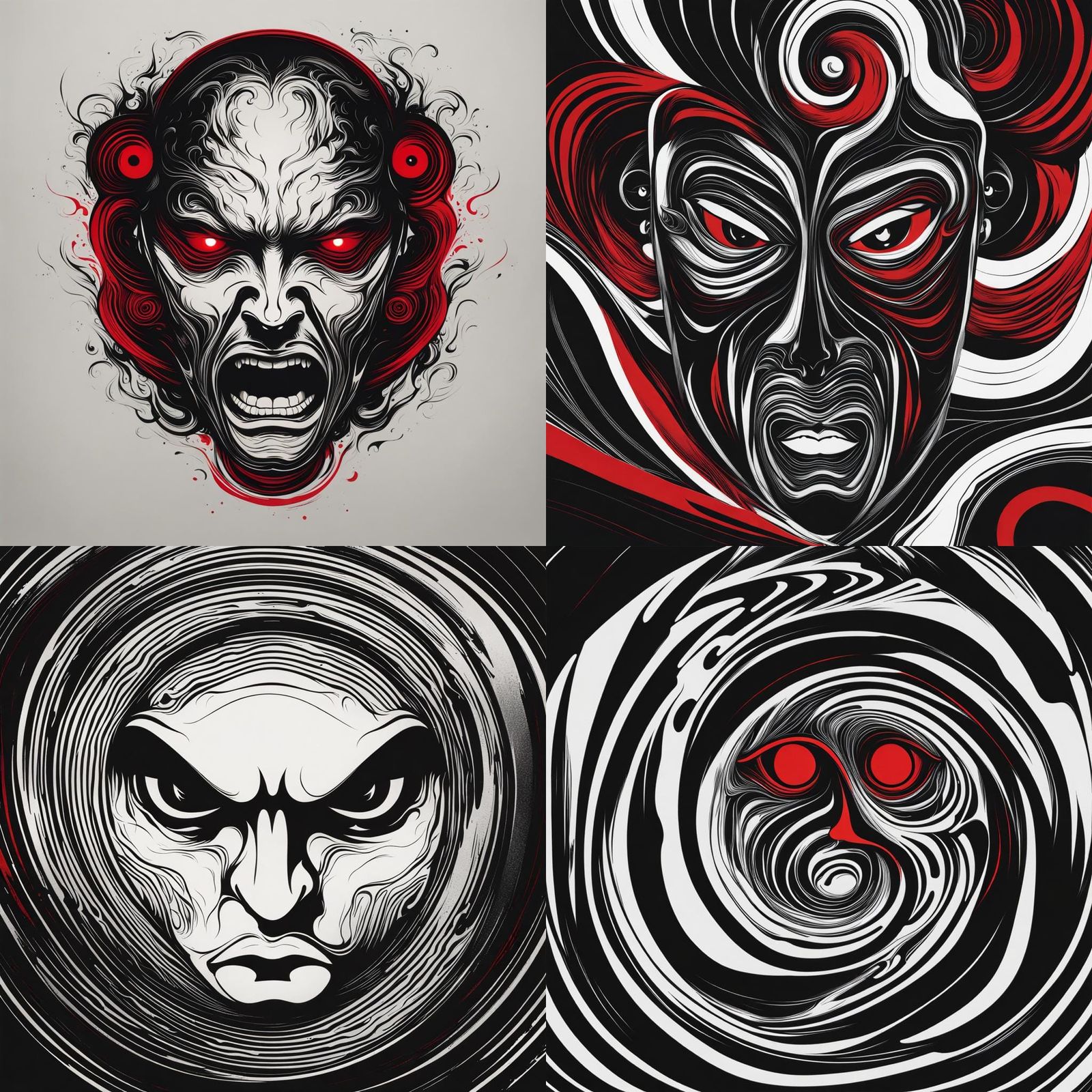 Distorted Angry Face in Black and White