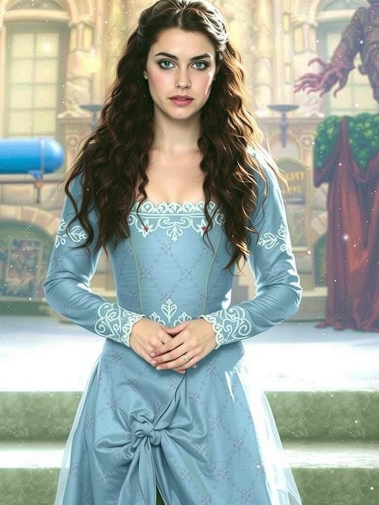 Medieval Queen in Enchanted Forest Scene