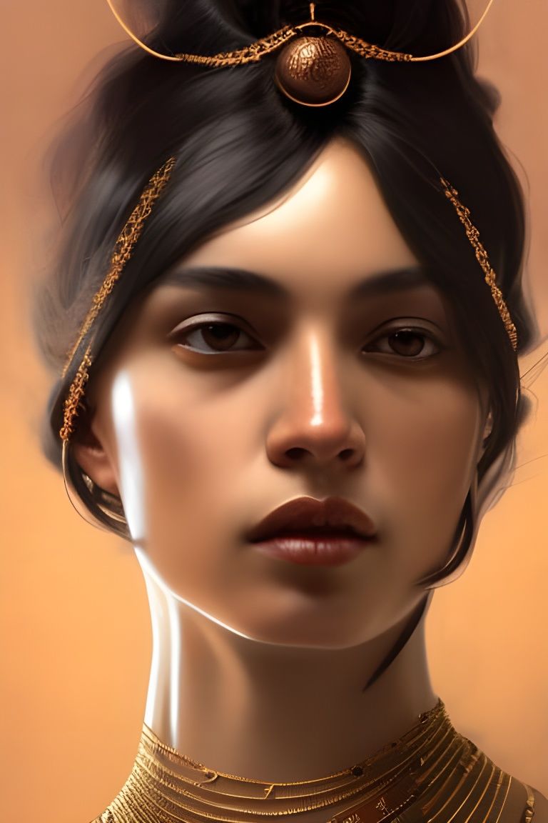 Beautiful Woman with Copper Skin and Fine Jewels