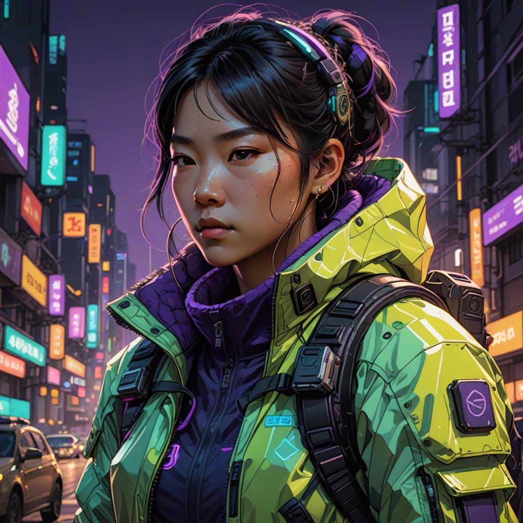 Sherpa Unit Concept Art in Digital Neon Style