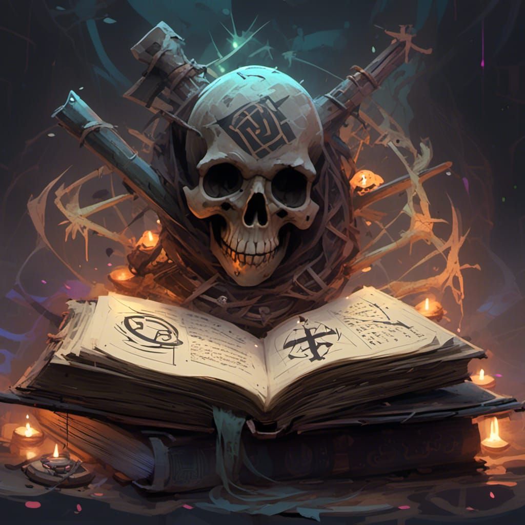 Cursed Magical Tome Surrounded by Runes