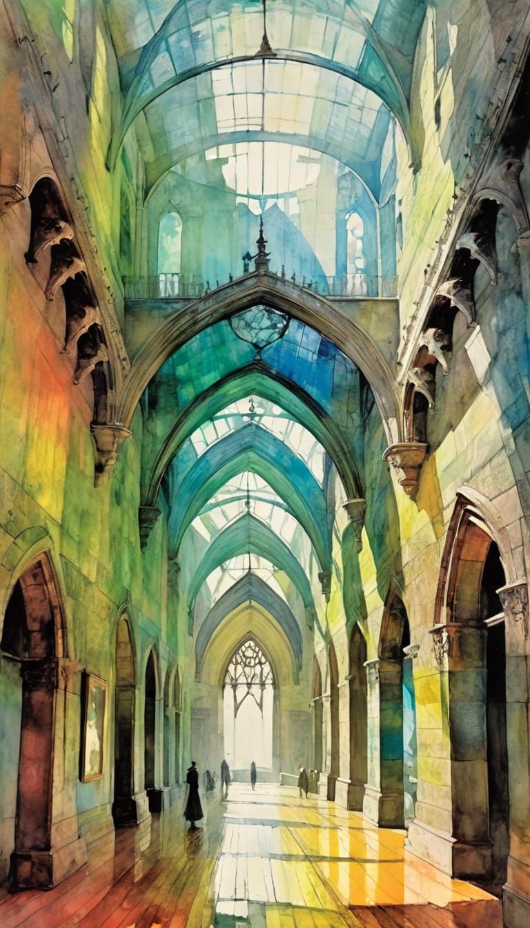 Surreal Medieval Great Hall in Psychedelic Dreamscape