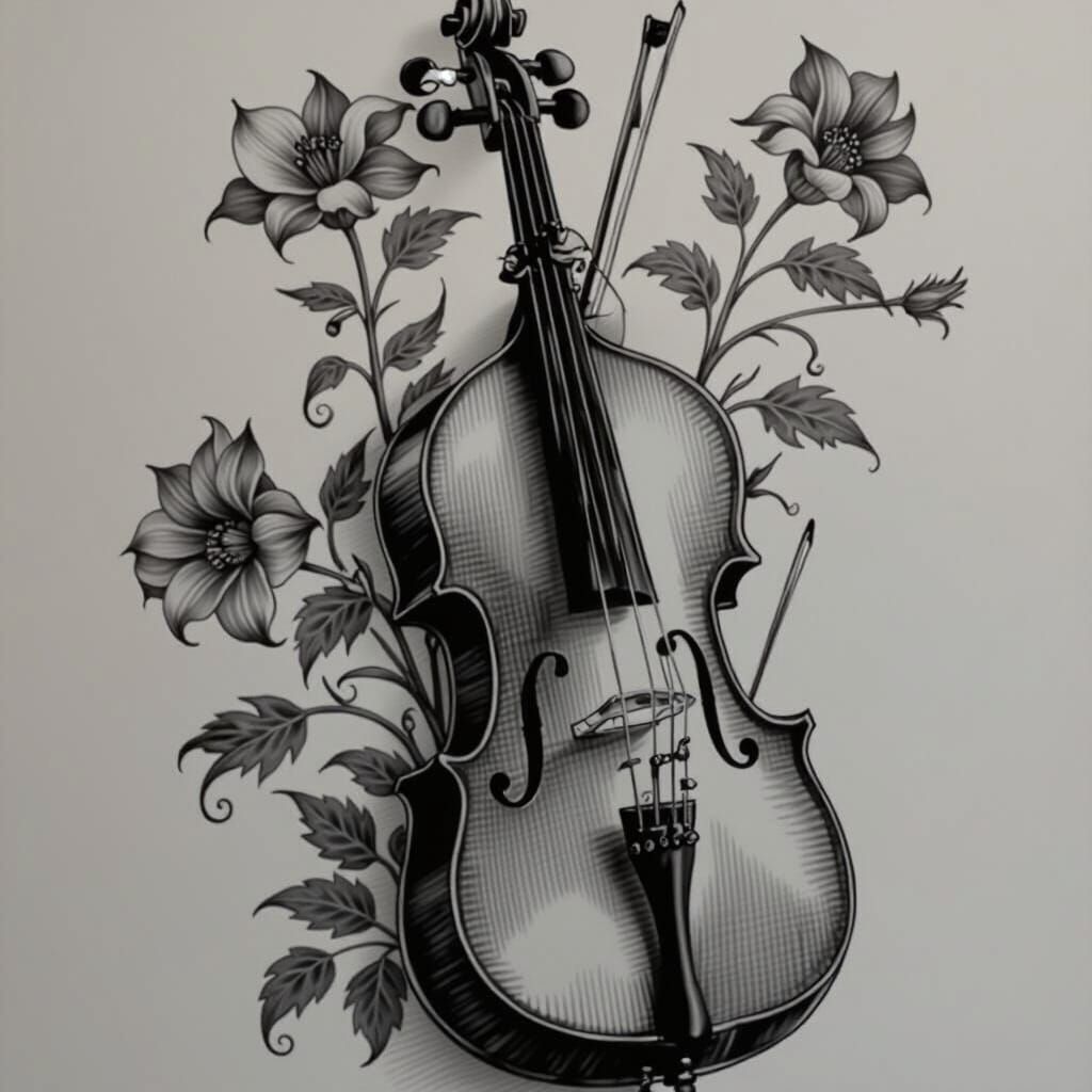 Tuschezeichnung: Bach und Blumen im Stil von Dürer